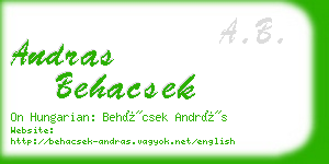 andras behacsek business card